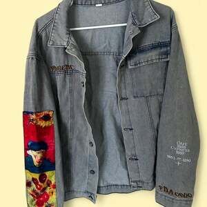 Rare Vincent Van Gogh Embroidered Denim Art Jacket - Light Wash